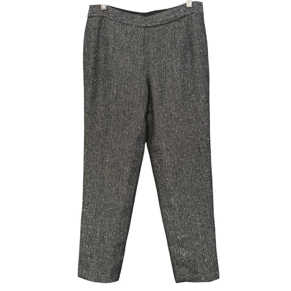 Talbots Women’s 4 Wool Blend Tweed Lined Straight Leg Pants Black White
